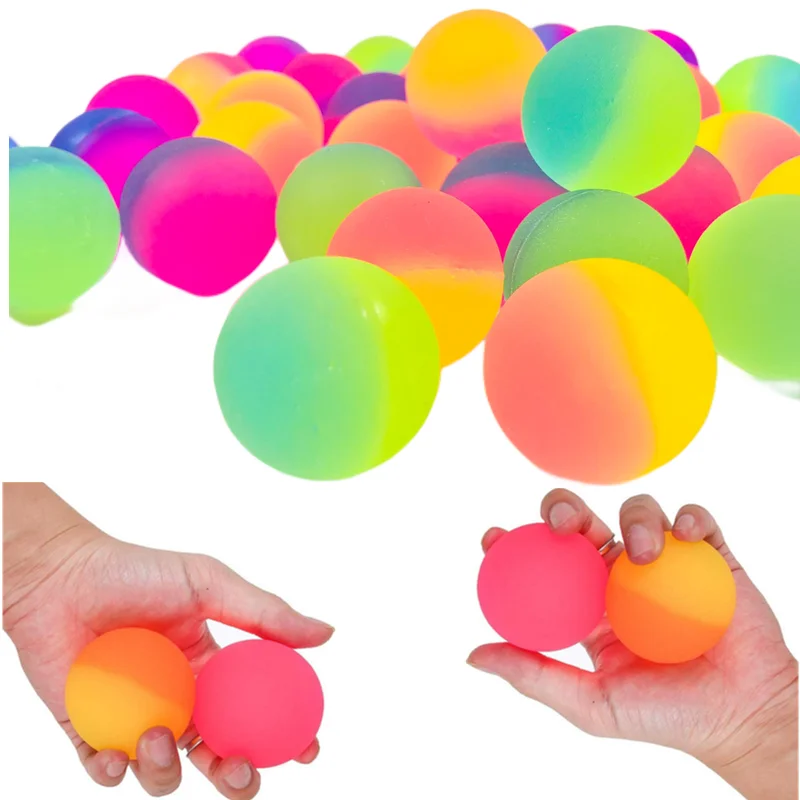 55mm2 sztuk śliczne fluorescencyjne zabawki dla dzieci piłka kolorowy chłopiec odbijająca się piłka gumowe dzieci gry sportowe elastyczne skoki piłki zabawki do zabawy na świeżym powietrzu
