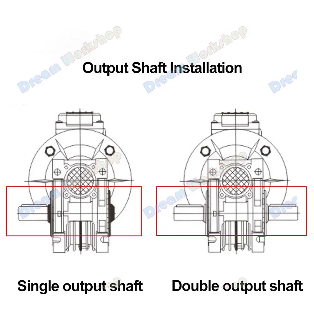 Poros output tunggal/ganda untuk aksesori Gearbox NMRV030 NMRV040 NMRV050 NMRV063 NMRV075 Turbo-worm