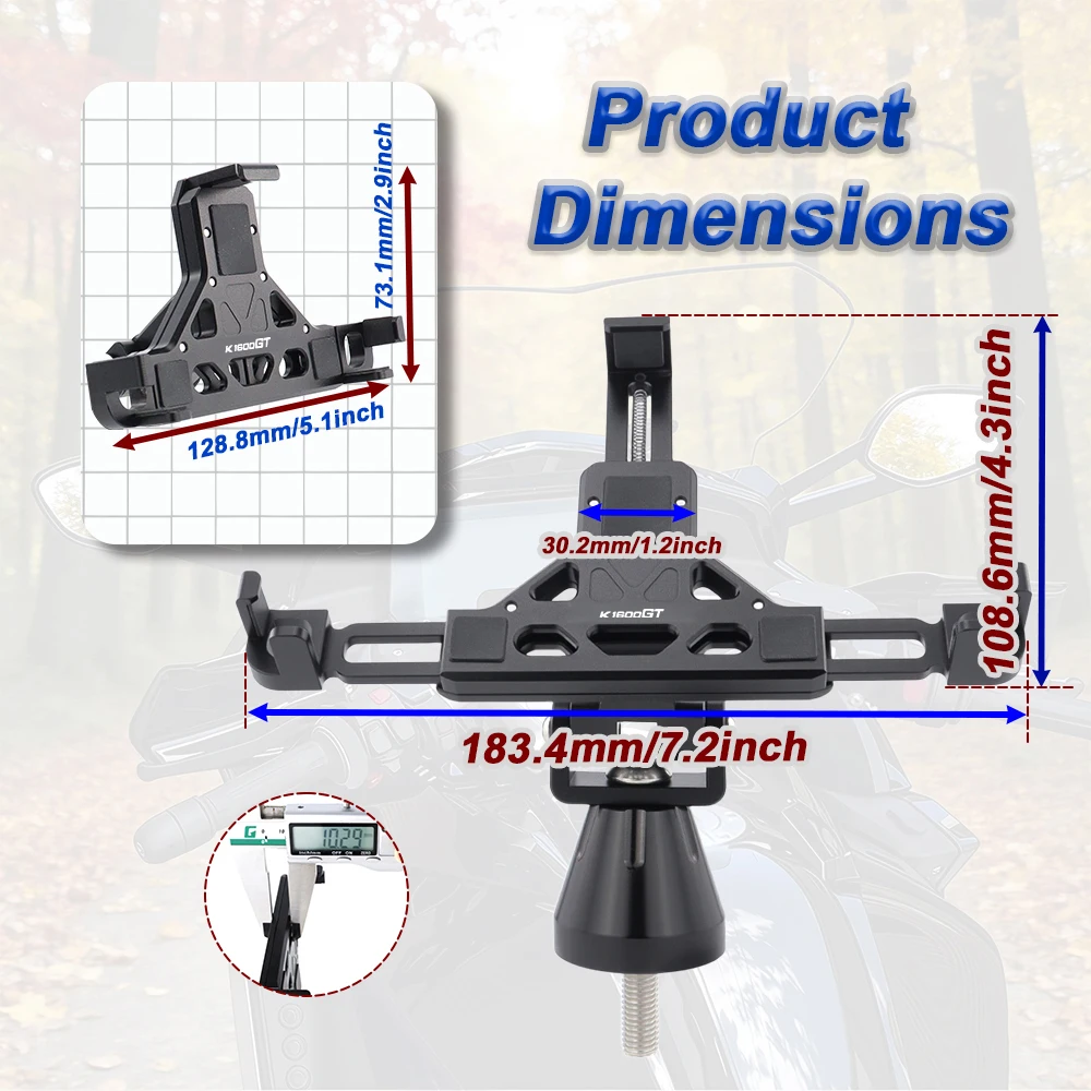 Motorcycle Phone Holder GPS Mount Navigation Bracket K1600 GT&GTL 2010-2026 K1600B 2017-2026 K1600 Grand America MY For BMW