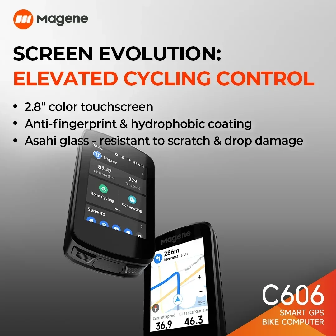 Magene C606 Smart GPS Bike Computer 2.8inch Color Touchscreen WiFi/Bluetooth Data Transfer and accessories thereof