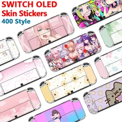 Autocollant de peau de protection à couverture complète pour Nintendo Switch OLED, chat mignon rose Sakura Kawaii Amine, nouveau design, 400 styles