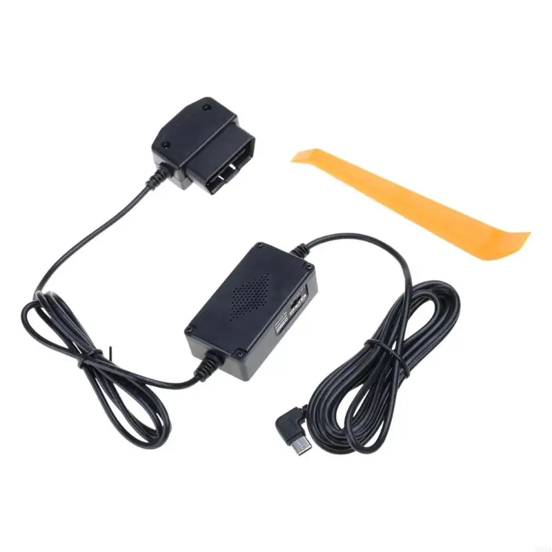 Q84A OBD Power Cable with Switches Button USB/USB C to OBD Power Cable for Dashing Camera 24 Hours Monitoring 12-24V to 5V 3A