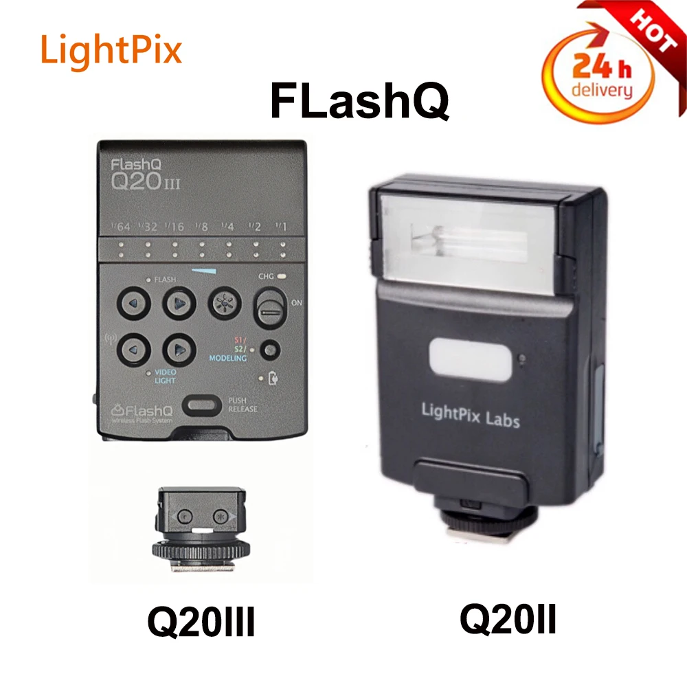 LightPix FLashQ Q20II Q20III Wireless Camera Flash Speedlite Built-in T2 Wireless Trigger Hot Shoe Mount for Sony/Fuji Cameras
