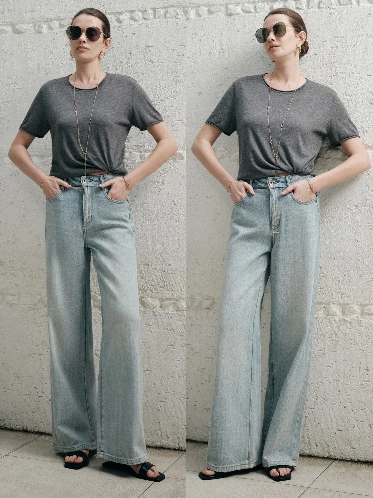 

Blancwing Deconstructivist Faionable Cotton Denim Wide Leg Straight Leg Pants Vintage Structure Autumn Winter Women's Jeans