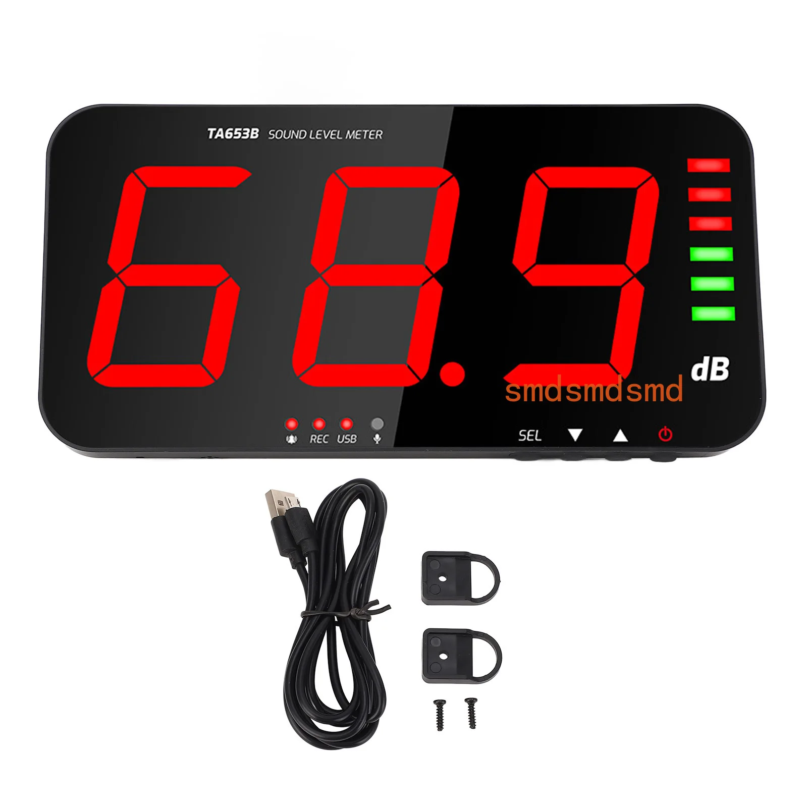 TA653B Decibel Meter Recorder Wall Mount Noise Sound Level Measuring Set Large Screen Noise Meter Industrial Use