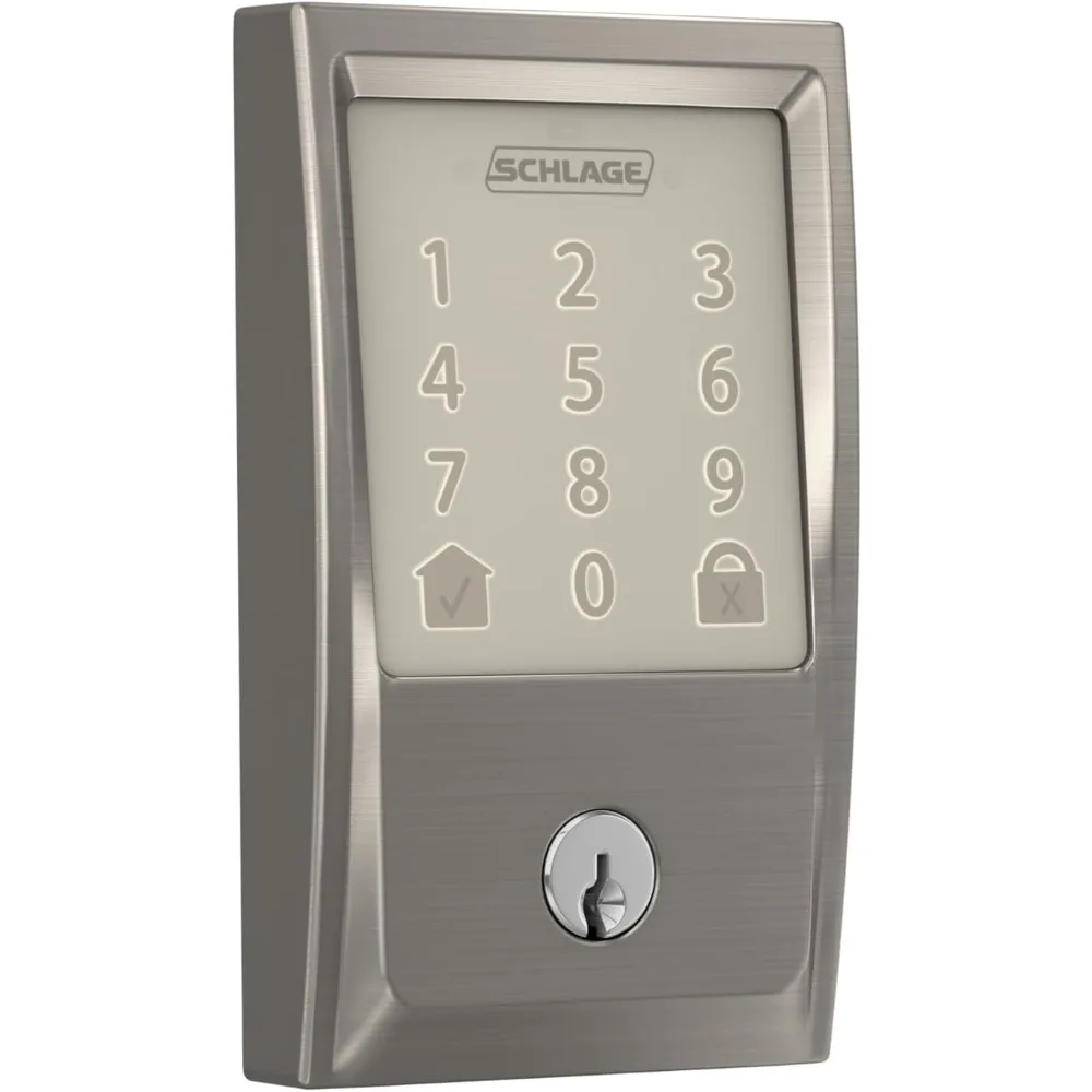 Encode Smart Wi-Fi Deadbolt with Century Trim in Satin Nickel