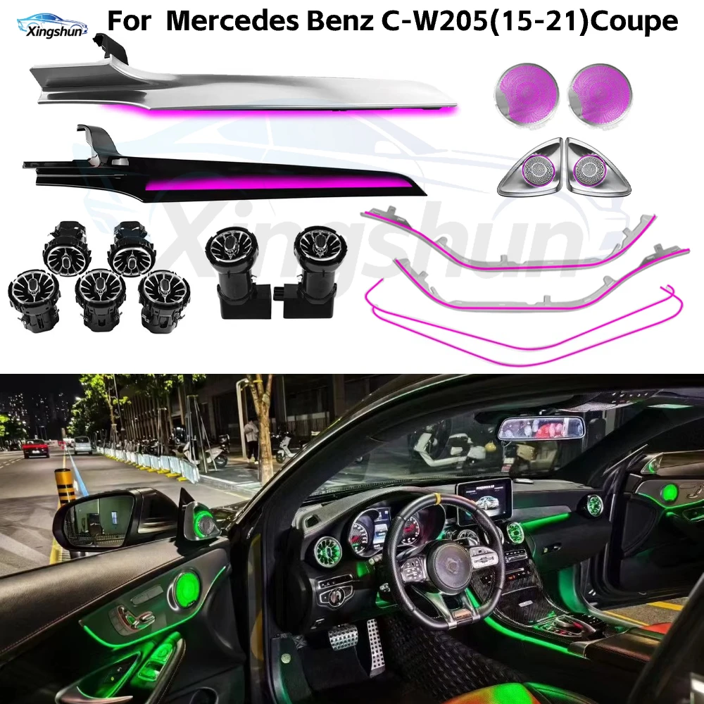 

64 Colors Dynamic Ambient Lighting for Mercedes C205 W205 Coupe 2015-2021 Interior LED Light Upgrade Accessories Kits