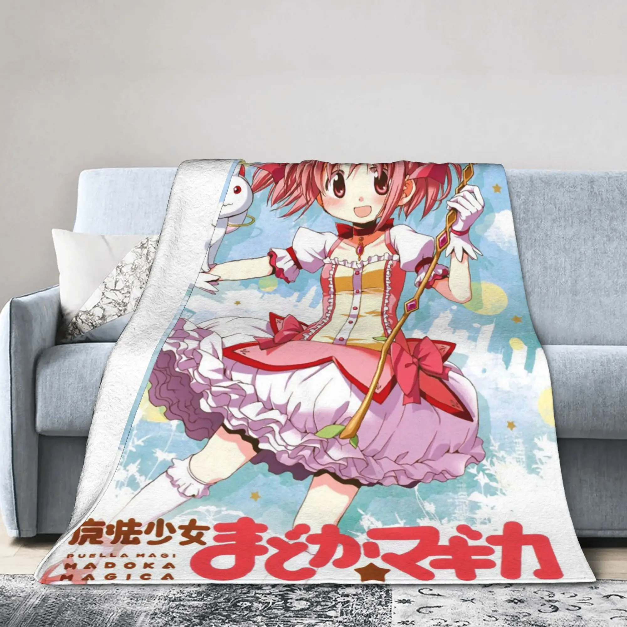 Blankets Flannel Summer Air Conditioning Puella Magi Madoka Magica  Multifunction Soft Throw Blankets for Sofa Bedroom Quilt