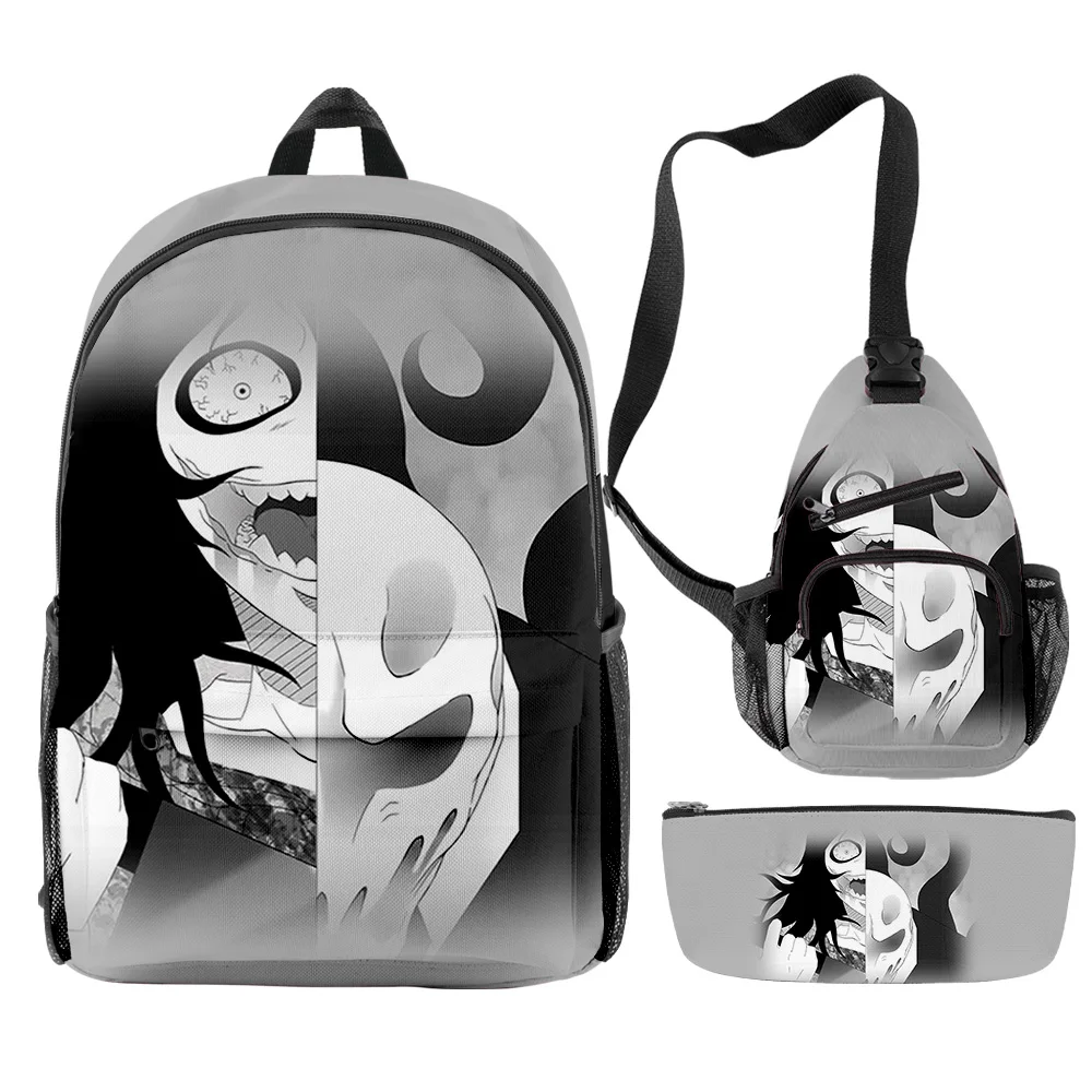 Hip Hop Youthful Jeff the Killer Creepypasta 3pcs/Set Backpack 3D Print Bookbag Laptop Daypack Backpacks Chest Bags Pencil Case