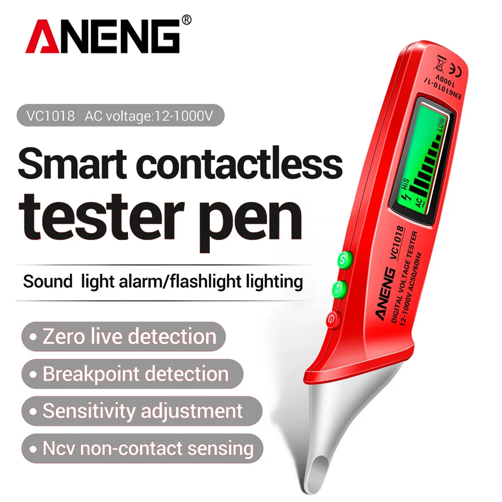 ANENG VC1018 czujnik elektryczny Tester Pen cyfrowy inteligentny miernik napięcia AC 1000V woltomierz brzęczyk detektor do elektronarzędzi