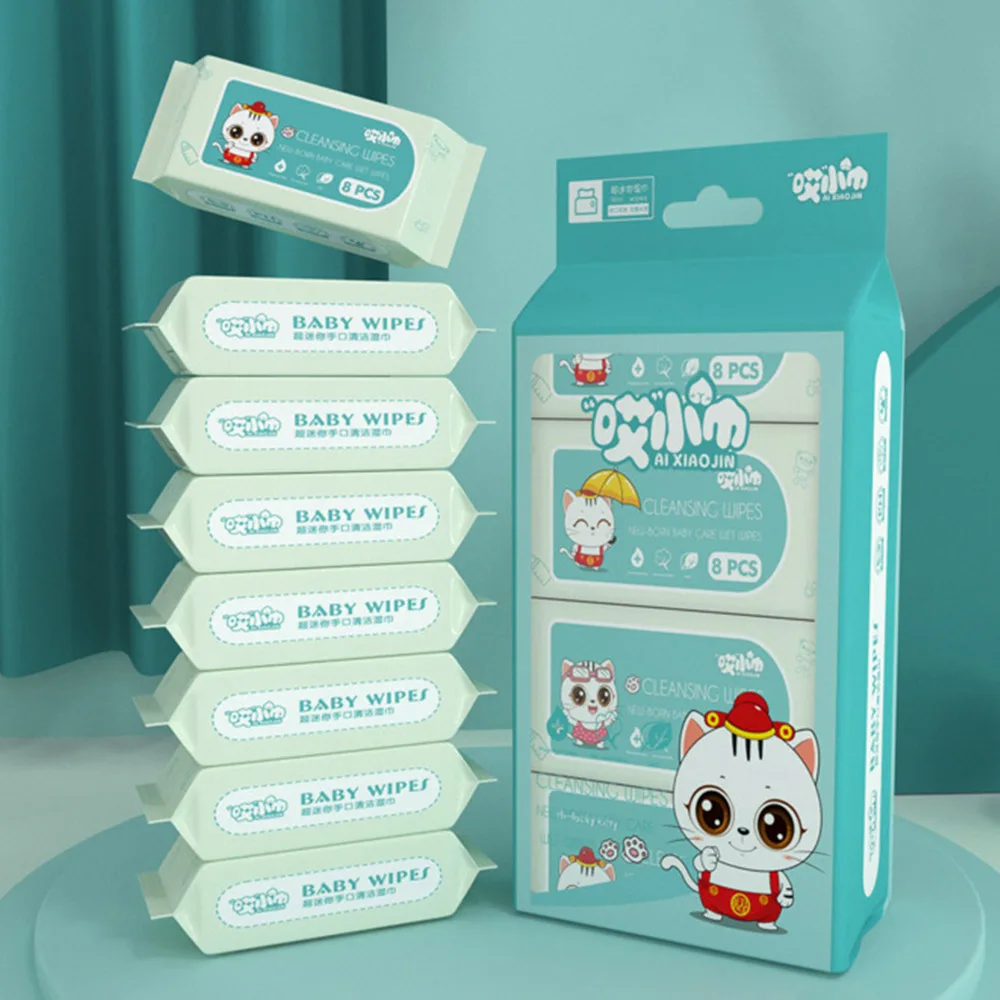 Toalhetes molhados fofos e macios para bebês, grande pacote, toalhetes descartáveis suaves para bebês, alta qualidade, limpeza de boca e mãos, mini toalhetes portáteis para bebês