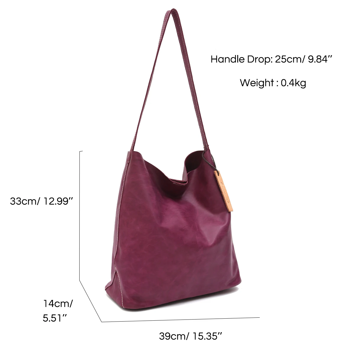 SC Vintage Genuine Leather Hobo Women Casual Soft Cowhide Shoulder Bags Slouchy Large Capacity Daily Handbags with Liner Purse