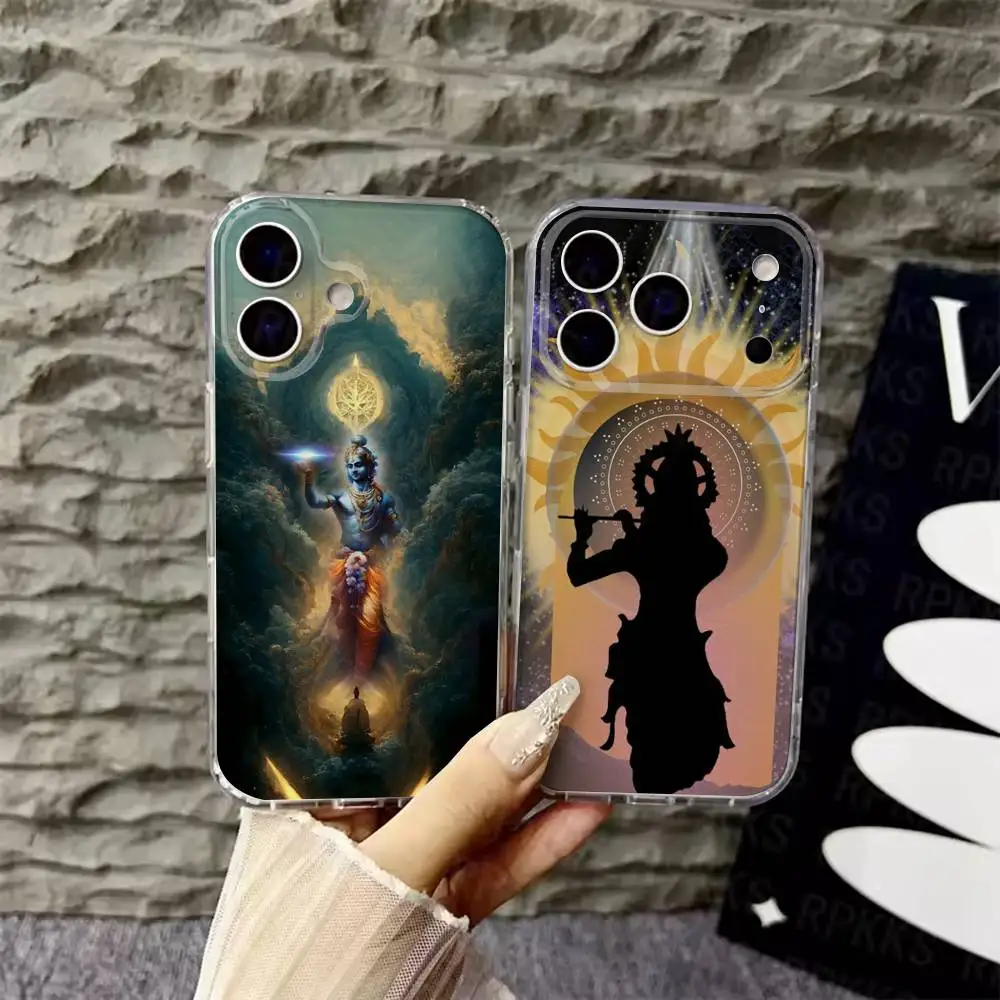 

Indian God Lord Krishna Phone Case For iPhone 6,16,15,14,13,12,11,17 Pro,Max,Plus,X,XS,XR,SE,Mini Transparent Soft Cover