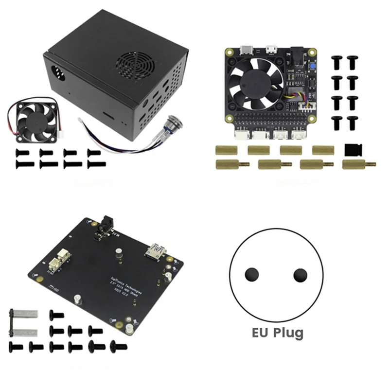 

Превосходная плата расширения X825 V2.0 2,5 дюйма SATA HDD/SSD + плата управления питанием X735 V3.0 + чехол для Raspberry Pi 4B EU PLU