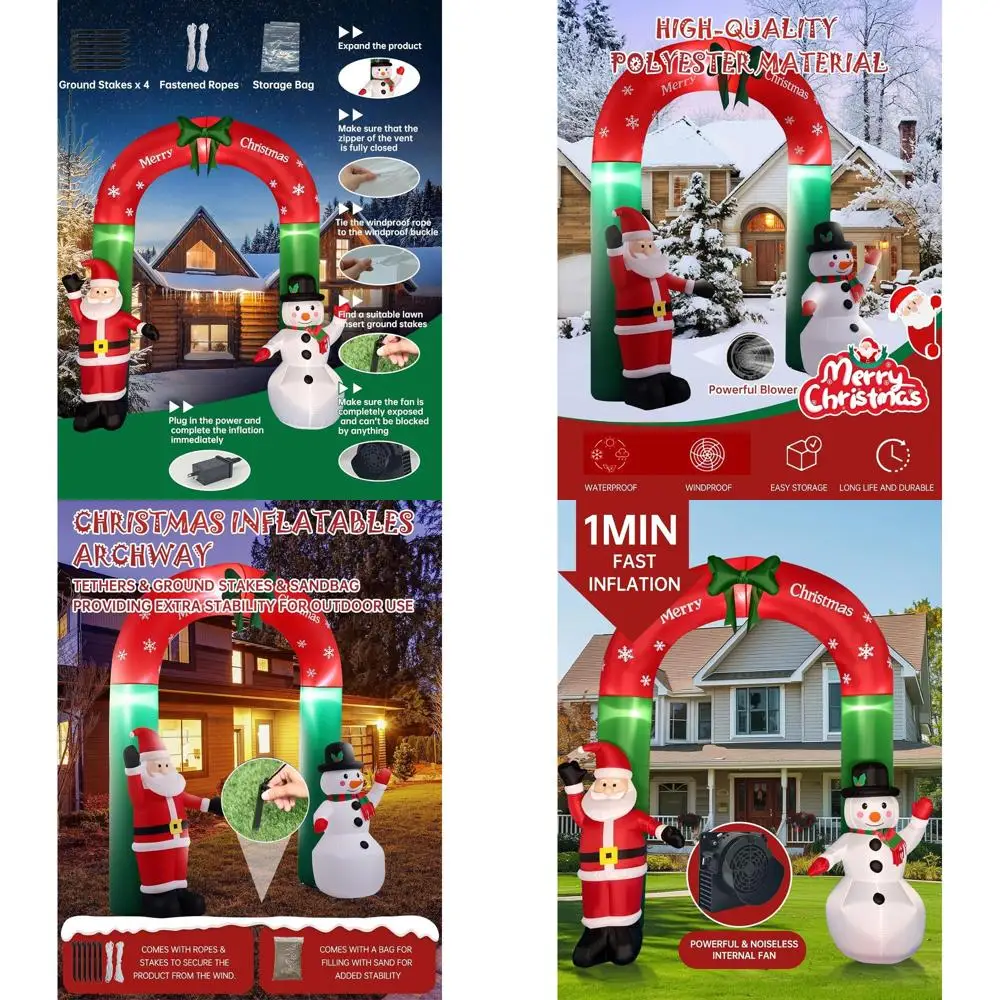 

Милые надувные рождественские украшения для двора со светодиодной подсветкой для внутреннего и наружного садового газона, праздничный декор