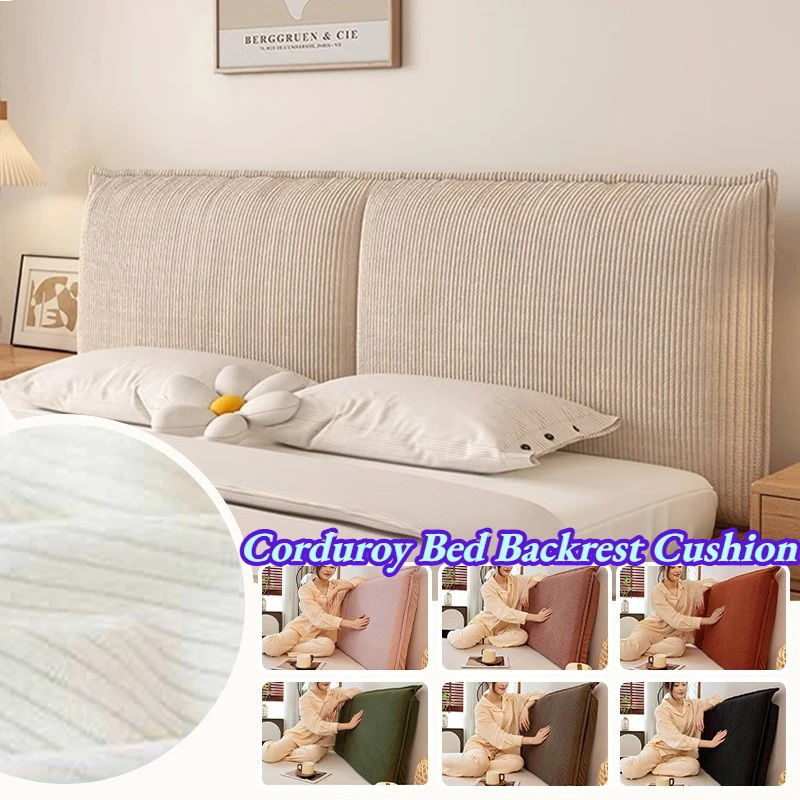 Corduroy Bed Backrest Cushion Detachable Large Soft Headboard Pillow Waist Support Cushion Washable for Home Bedroom Tatami Sofa