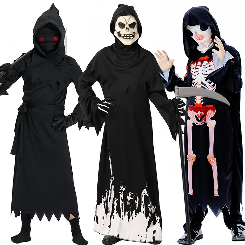 

Children's Halloween Glow-in-the-dark Death Costume Costume New Dress Up Cosplay Scythe Monster Scary Costume