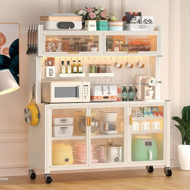 Kitchen Storage Racks Floor Storage Cabinets Adjustable Snack Storage Racks Microwave Oven