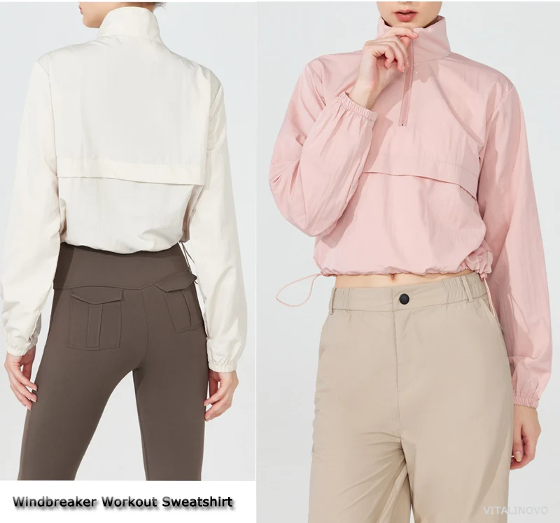 VITALINOVO Damen-Sportjacke, leichter Pullover mit Viertelreißverschluss, für Golf, Wandern, Laufen, Windjacke, UPF50+, wasserdichte Jacke – Detail 11