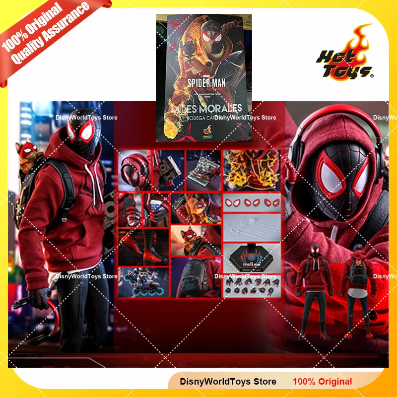 

100% Original Hot Toys HT VGM50 Spider-Man Miles Morales Spiderman Miles Morales Bodega Cat Suit 1/6 In Stock Figure Model Toys
