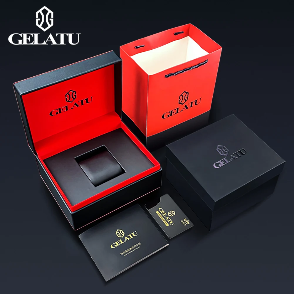 GELATU Original Brand Fully Automatic Mechanical Watch Waterproof Silicon Tape Men Watch Luminous Fashion Male Wristwatch Brand