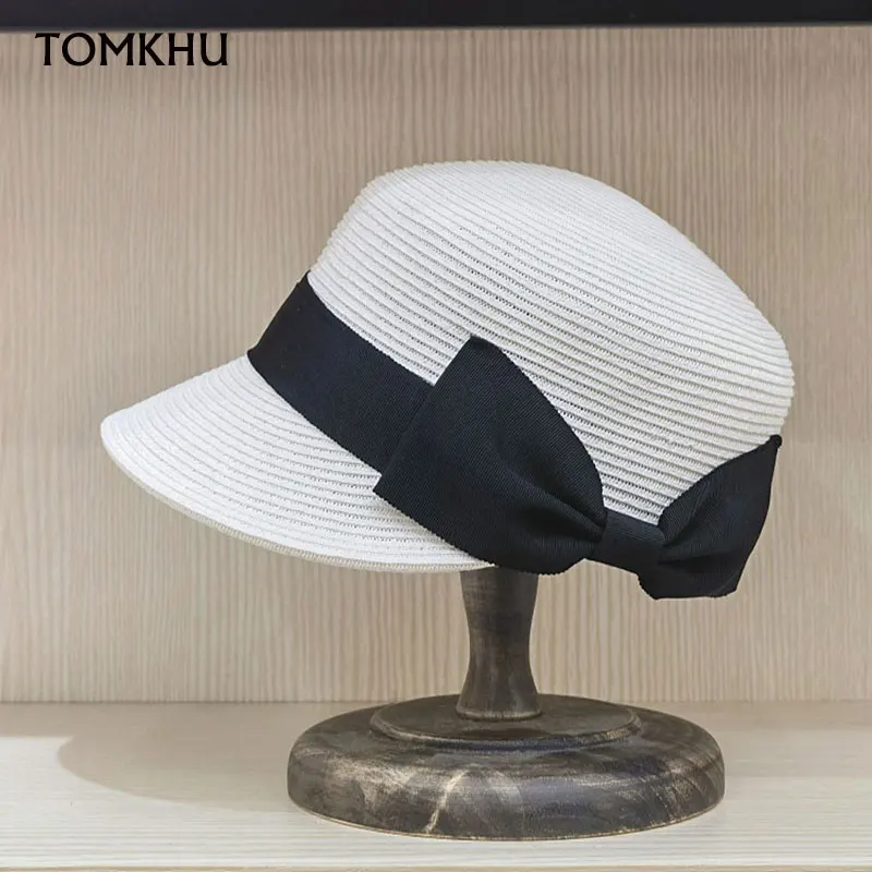 

2024 New Style Women Newsboy Hats Ladies Fashion Straw Summer Hat Sloping Brim Visor Cap Cabbie Beret Girls Paperboy Vintage H