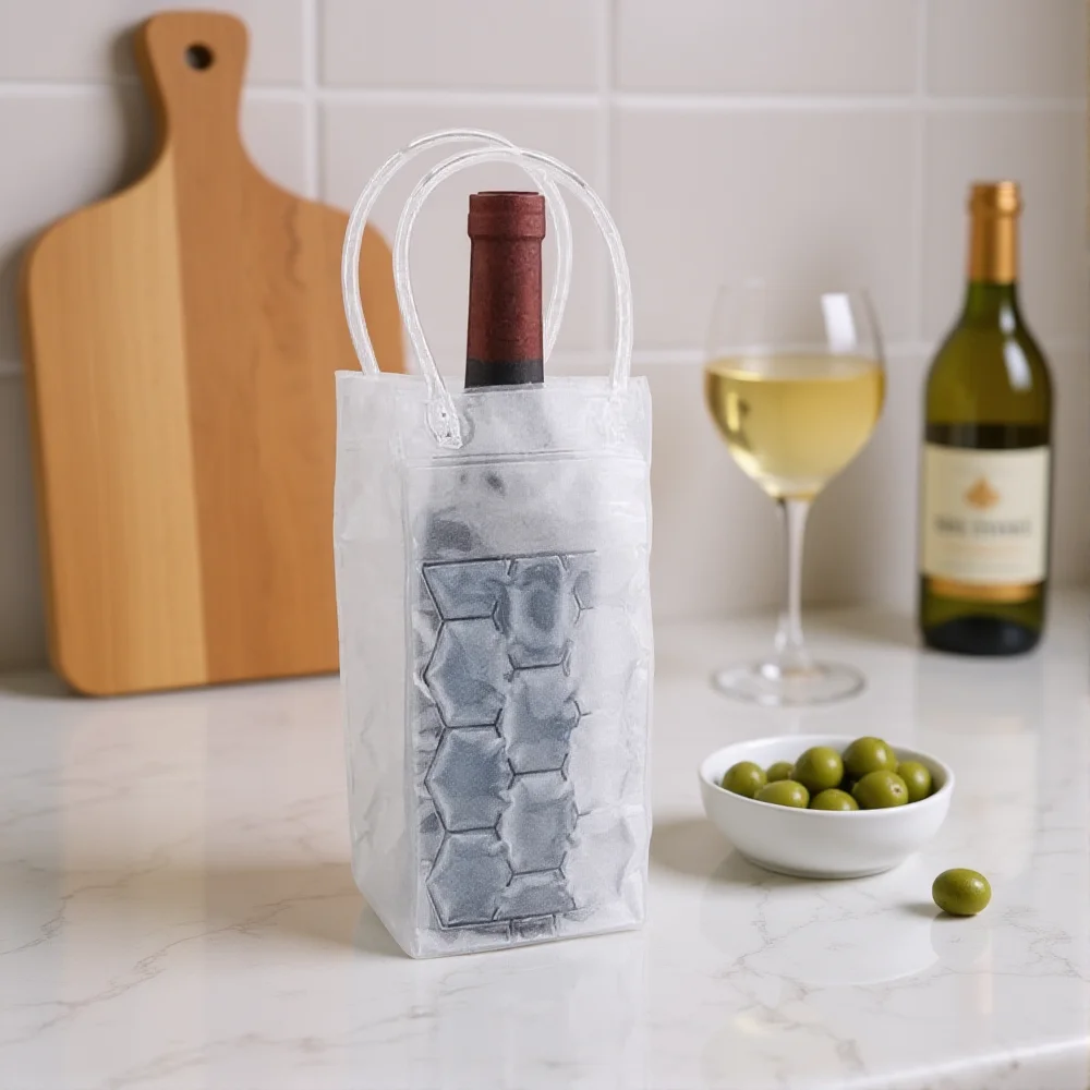 1PC Ice Wine Bag Champagne Beer Cooler Wine Glass Holder Whisky Can Drink Cooler Gel Cooling Chiller Bar Accessories 25x10x10cm