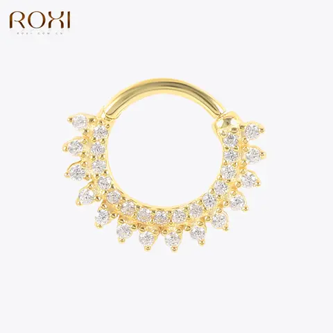 여성을위한 ROXI Multible 크리스탈 후프 귀걸이 2021 925 스털링 실버 귀 코 쥬얼리 귀걸이 하트 라운드 Joyas de plata 925