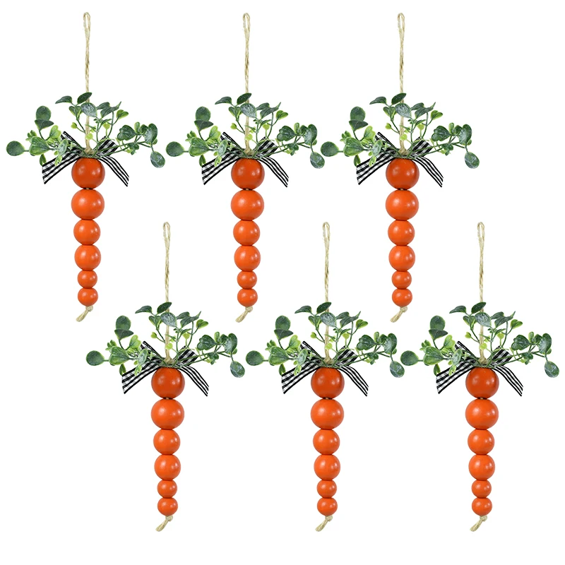 

Easter Party Hanging Ornaments Wooden Beads Skewers Carrot Plants Pendant Spring Easter Party Decoration Supplies