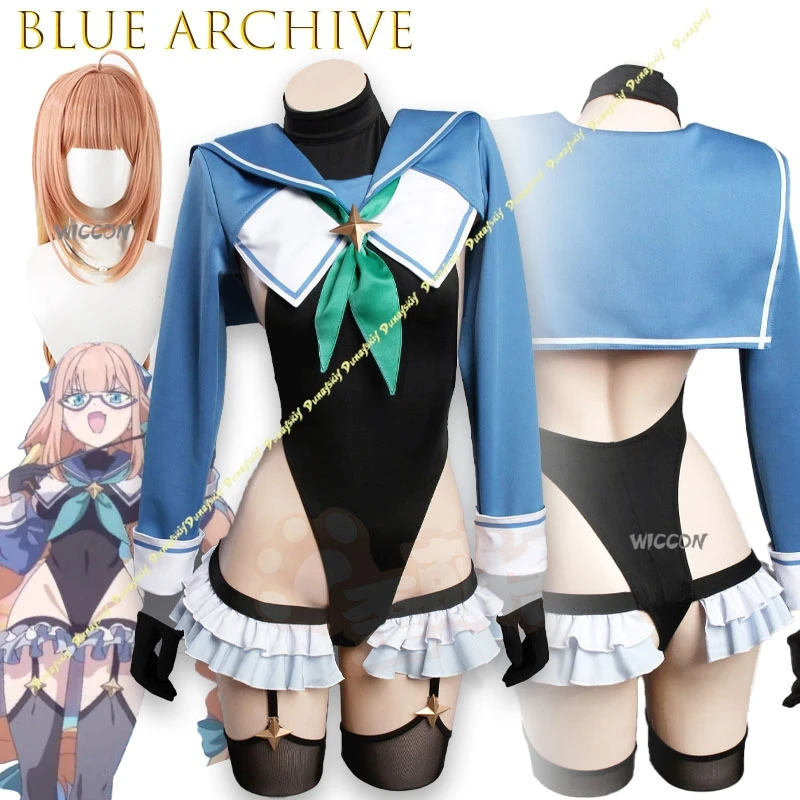 

Summer Swimsuit Blue Archive Endō Shimiko Cosplay Costume Sexy Sukumizu Women Dirty Tech Blue Summer Jumpsuit Japanese Anime
