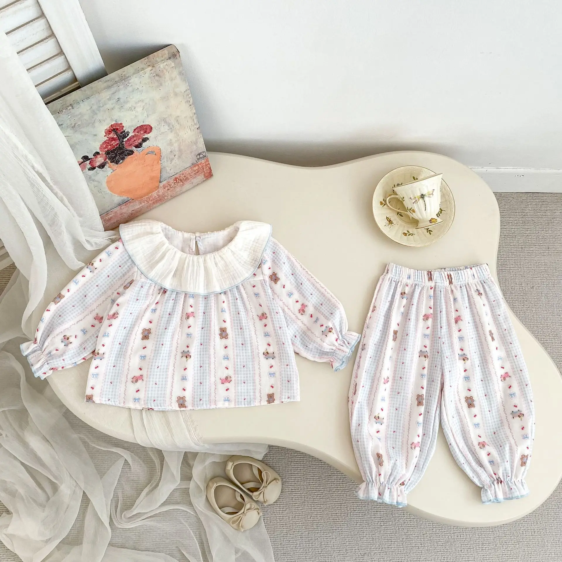 2026 New Fall Baby Girls Cartoon Pajama Set | 100% Cotton Long Sleeve Top + Pants | Kids Comfy Sleepwear