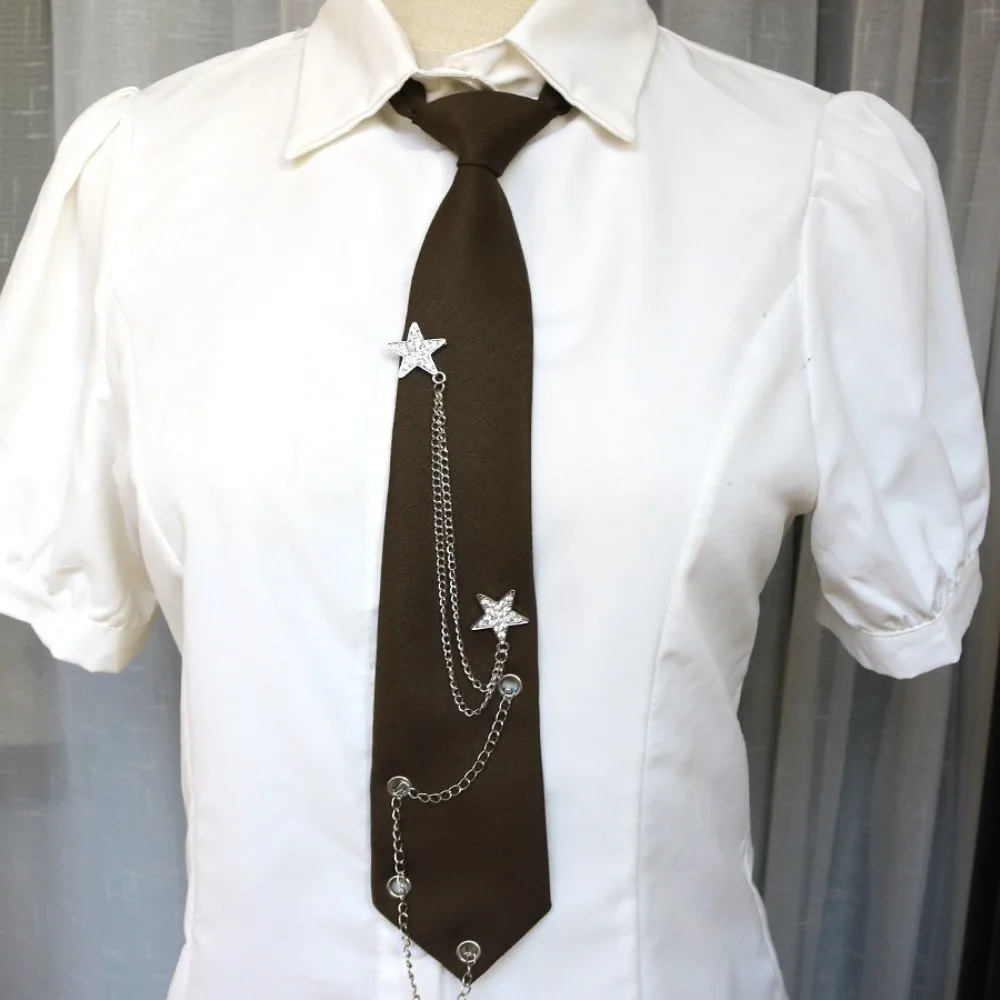 Choker Star Chain Tie Geometric Necklace Academy Style Pre-tied Tie Minimalist Collares Candy Color Long Necktie Performance