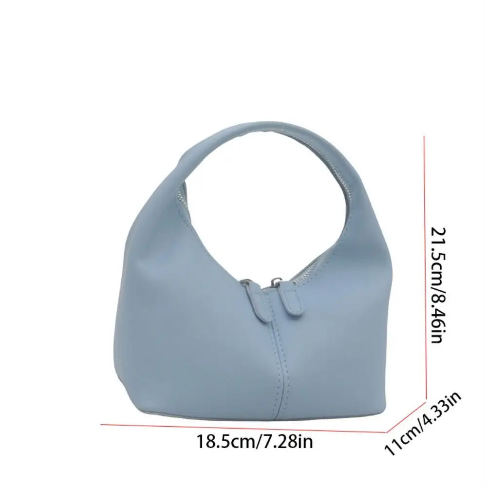 Portable Pu Pu Leather Handbag Candy Color Small Bag Underarm Bag Fashionable Purse Crescent Bag Girls