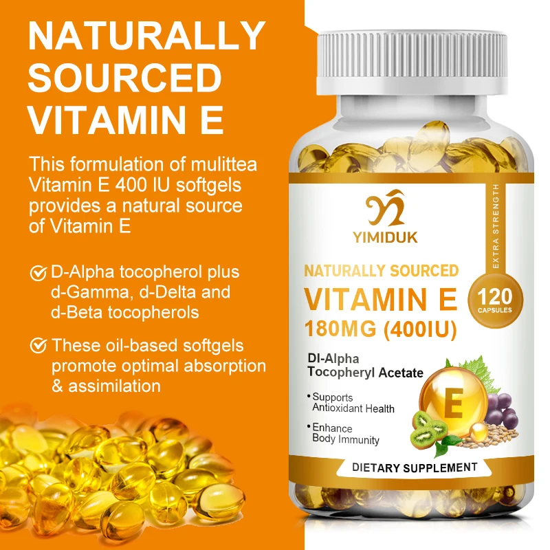 Yimiduk Vitamin E Capsules Helps Blood Birculation Brightens Skin Tone Daily Vitamin Supplement Beauty Health