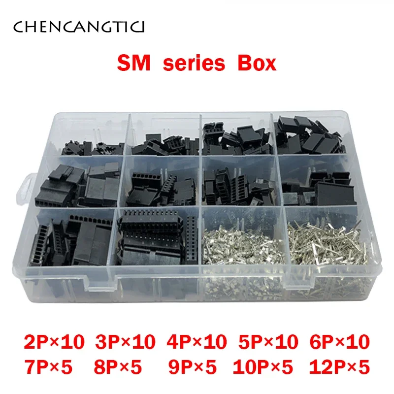 

860 Pcs SM 2-12 Pin 2.54 Pitch Female Male Wire Connectors Housing With Terminals SM-2P SM-2R JST SM2.54