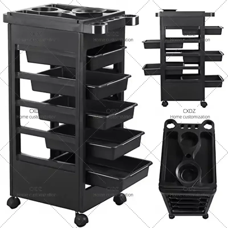 5 Tier Rolling Beauty Cart Assembled Hair Salon Trolley Barber Shop Tool Storage Cabinet Hand Push Utility Cart for Spa