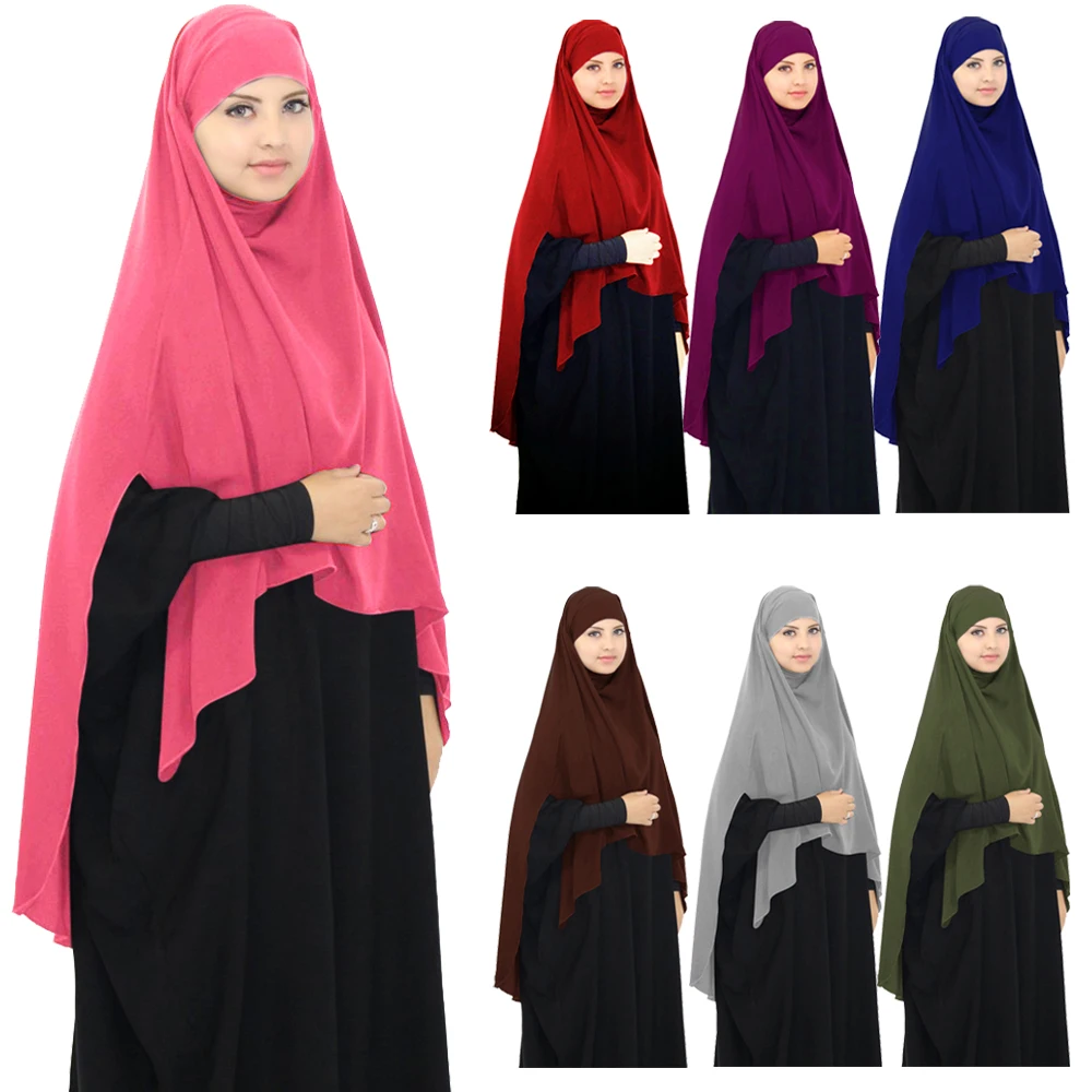 

Khimar Long Hijab Scarf Muslim Women Large Amira Overhead Prayer Clothes Islamic Long Sleeve Abaya Arab Tops Full Cover Hijabs