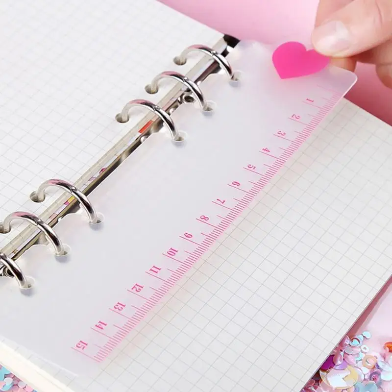 5Pcs 6 Hole Pre-Punched Binder Divider with Measuring Scales Multifunctional Plastic Binder Ruler For Notebook Journal K1KF