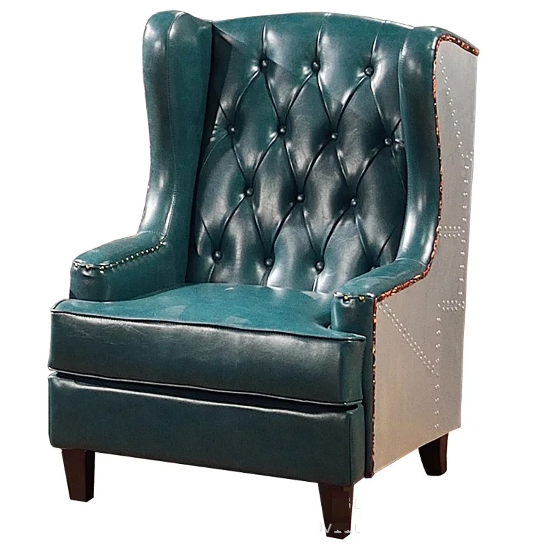 Aviator Retro Industrial Luxury Leather Armchair Loft Style Living Room Sofa Bedroom Hotel
