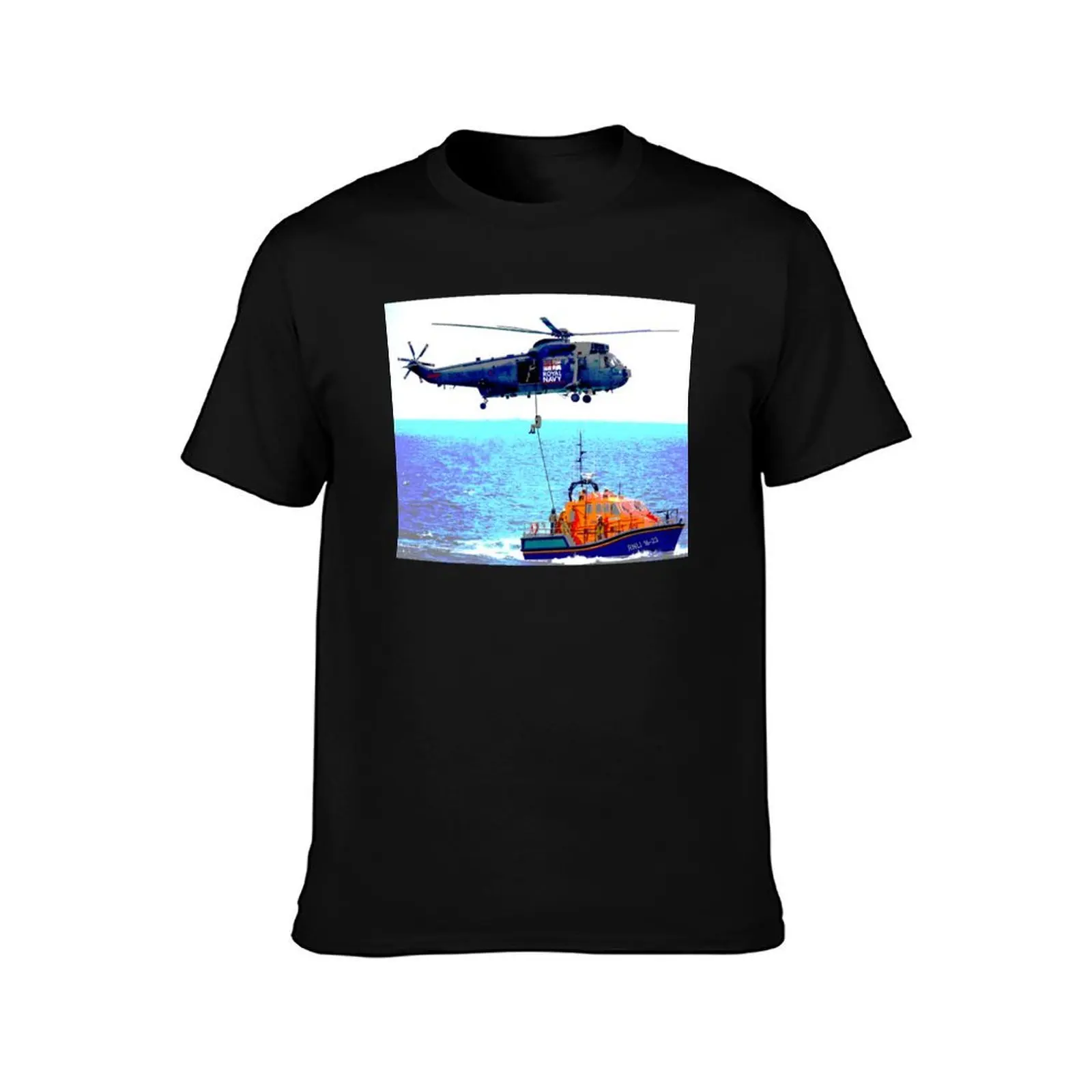 Helicopter Lifeline T-Shirt Summer Casual Cotton Tee Oversized Streetwear Tops Vintage Graphic Print Loose Fit Short Sleeve