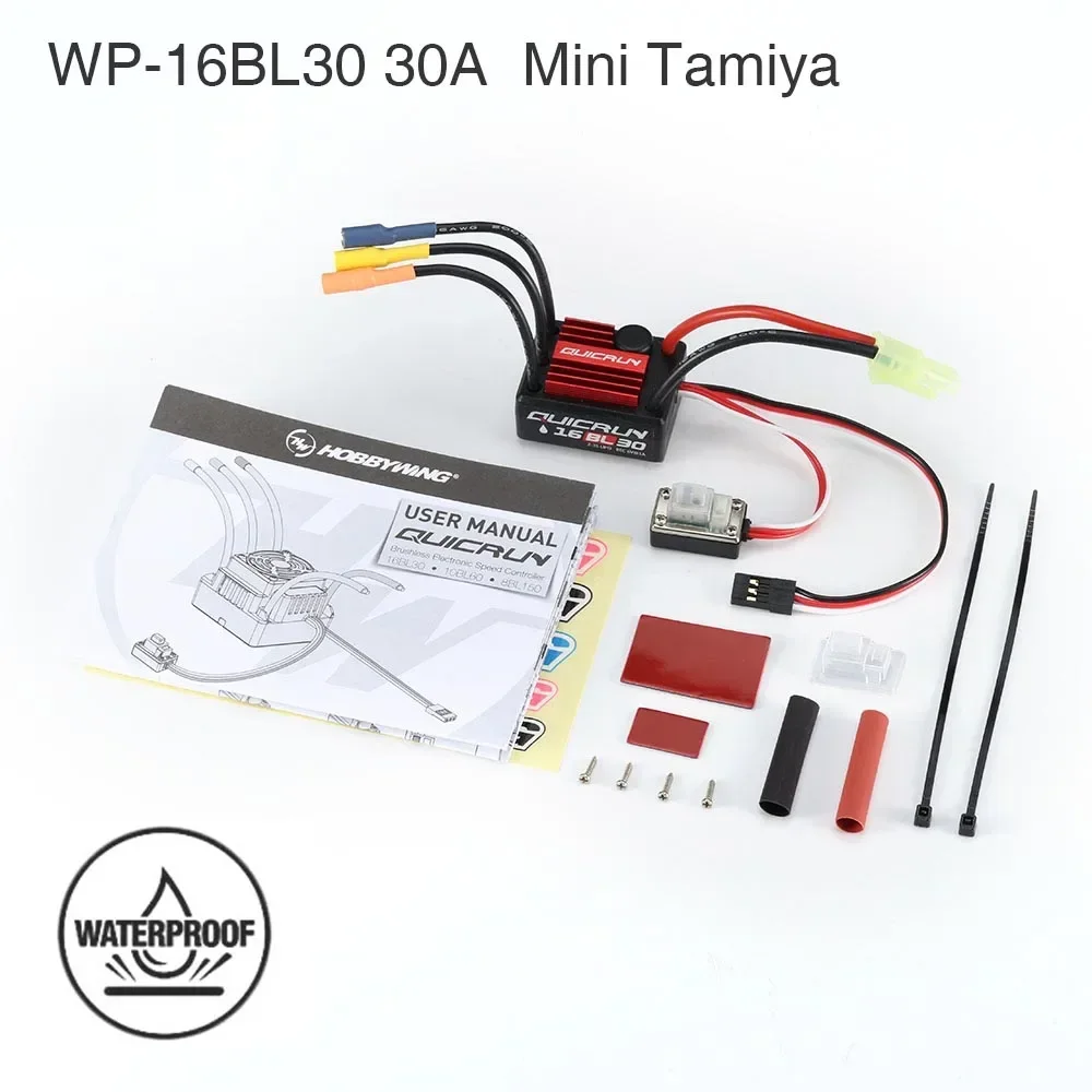 Hobbywing-QuicRun WP 16BL30 30A XT/T/Tamiya, ESC impermeable sin escobillas para 1/8 1/10 RC, coche, avión, barco, Dron, modelo de Juguetes