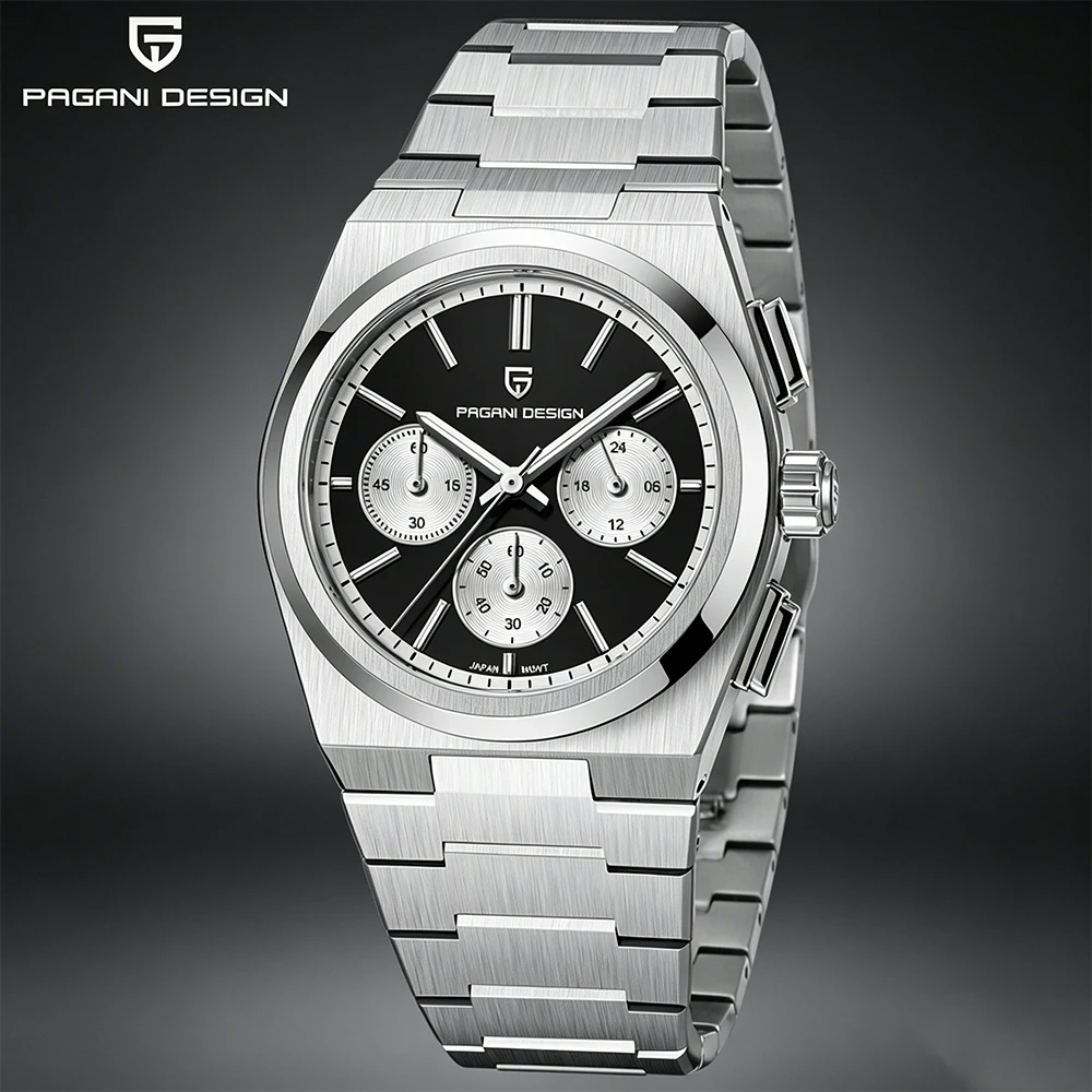

PAGANI DESIGN New 40mm Man Quartz Watches VK63 AR Sapphire Stainless Steel Waterproof Multifunctional Reloj Hombre