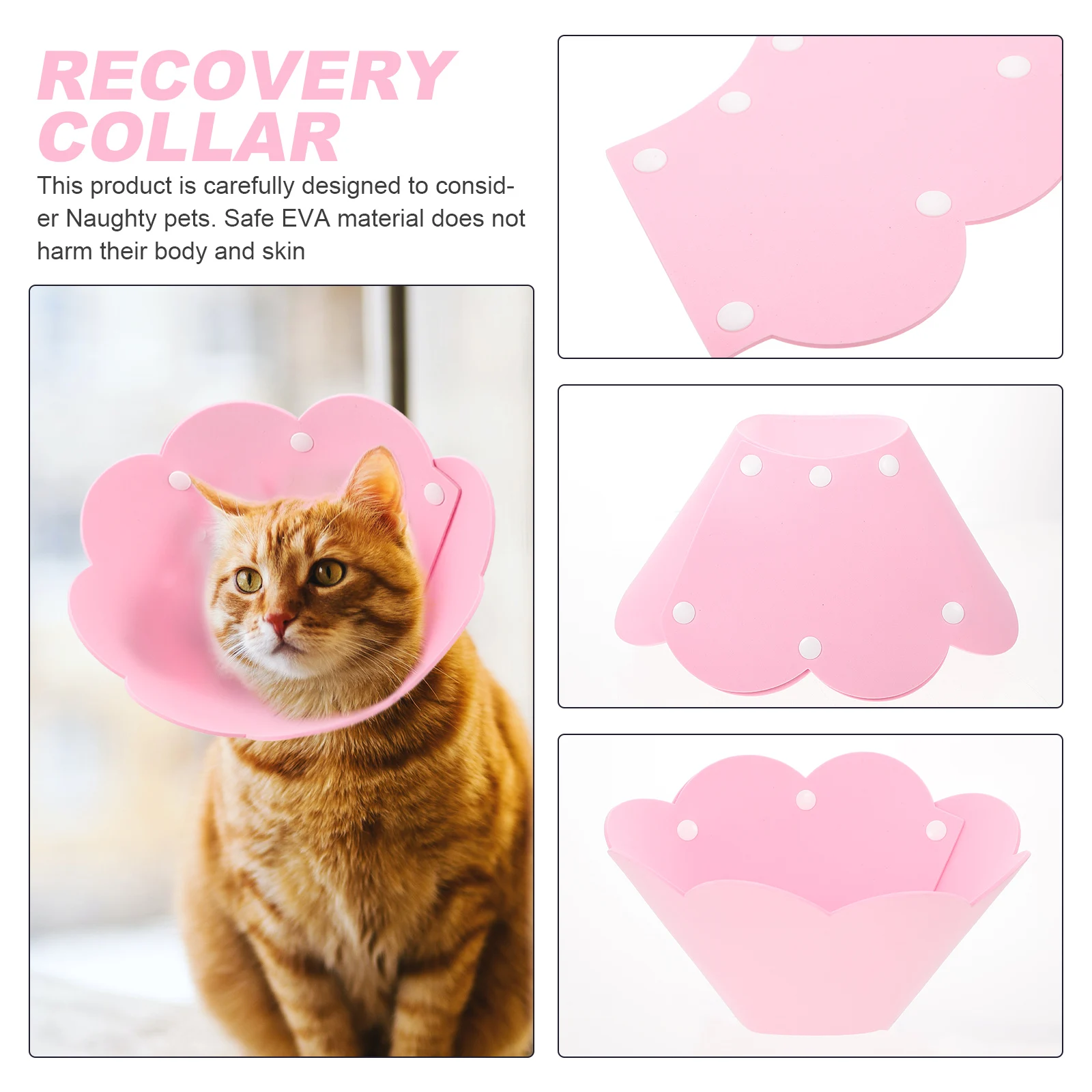 

3pcs Adjustable Cat Recovery Collar Pet Neck Cone Anti Licking Bite Scratching Wound Protection Eva Durable Post Surgery Healing