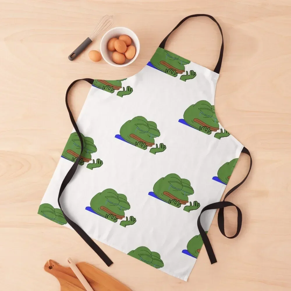 

Pepe Hands Crying Frog Meme Twitch Emote Apron Women's men Apron