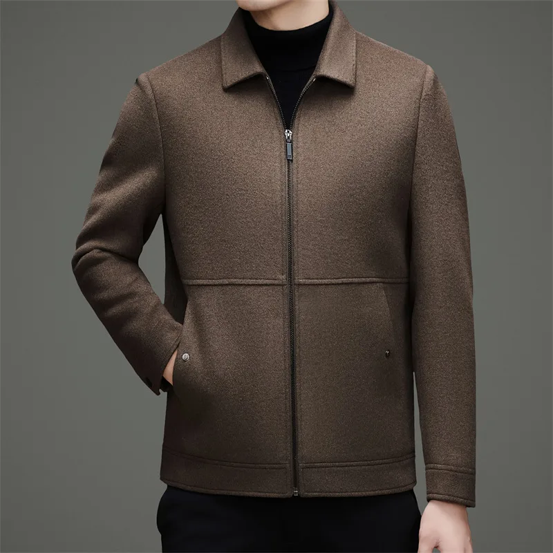 Classic Minimalist Men's Double-Faced Wool Jacket Lightweight Thermal Detachable Down Vest Linning Design Coat Essential Attire