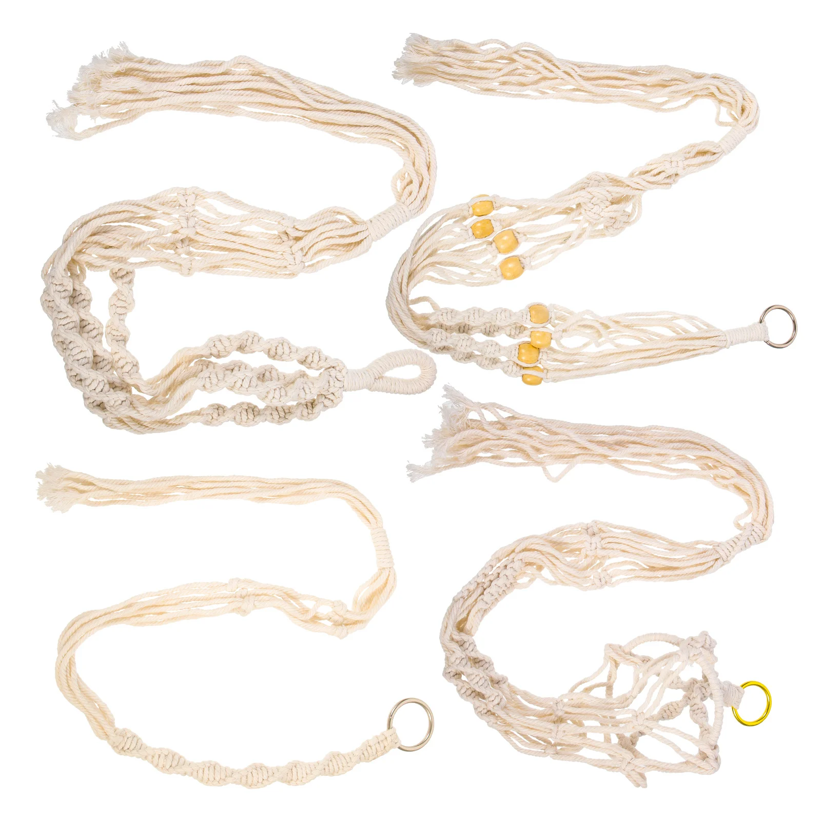 

4Pcs Macrame Plant Hanger Cotton Rope Planter Holder Indoor Hanging Flower Pot Net Bag Decor Macrame Plant Hanger
