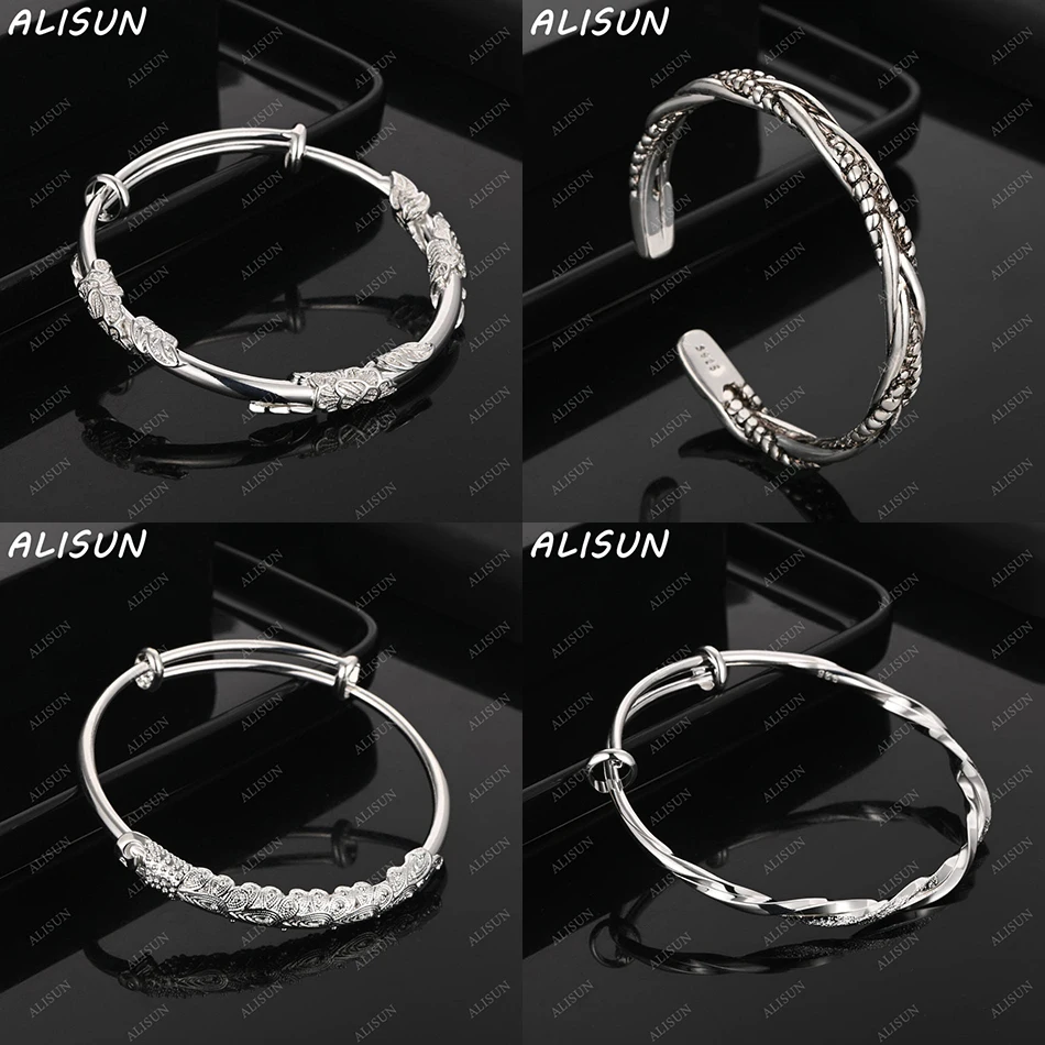 

ALISUN 925 Sterling Silver Design Bangle For Women Men Anniversary Gift Popular Wild Fashion Romantic Jewelry
