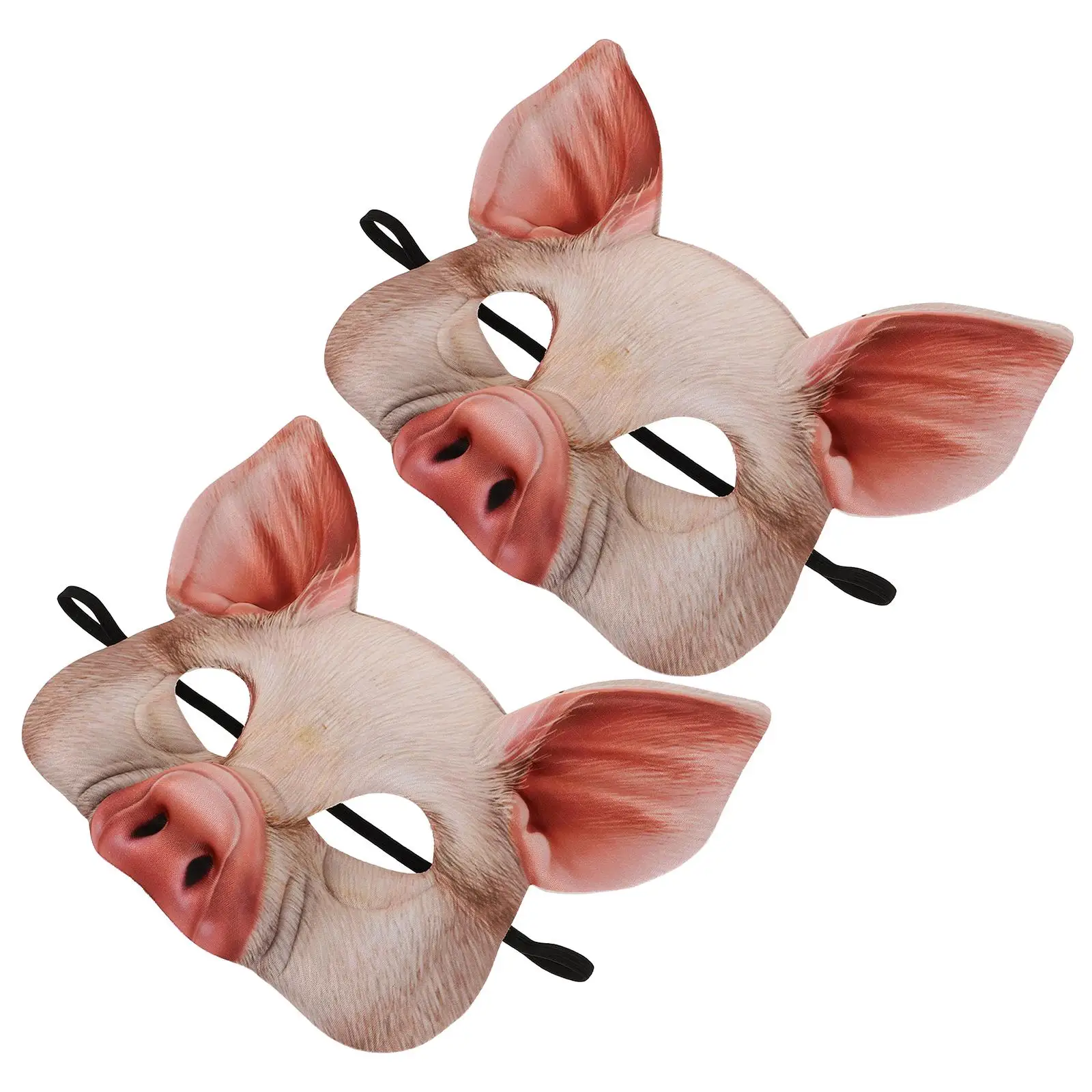 

2 Pcs Pink Pig Mask Half Face Animal Fancy Dress Halloween Party Masquerade Toy Lightweight Comfortable Design Women Men