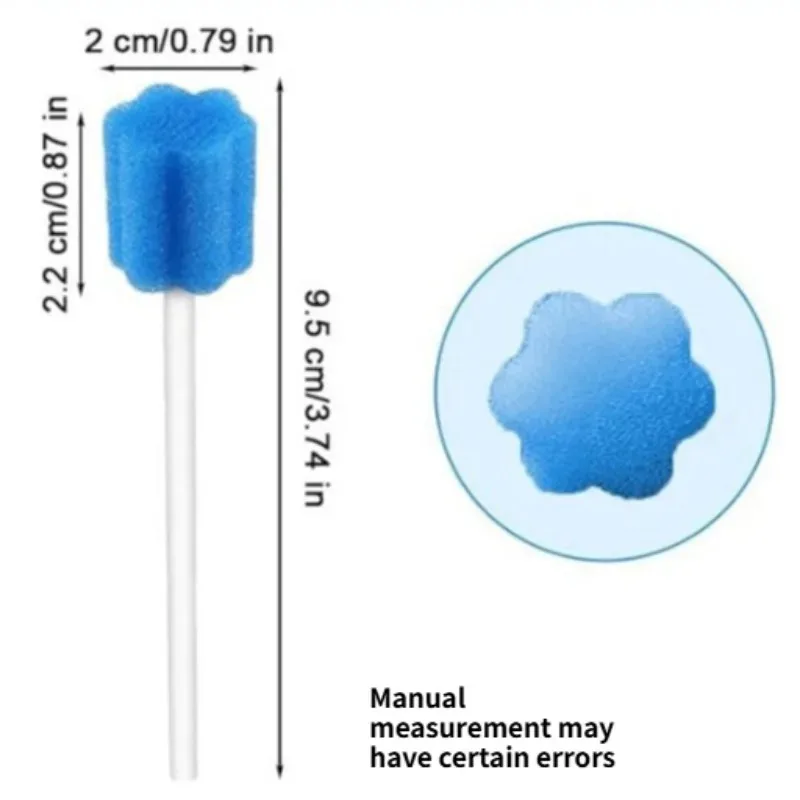 100Pcs Sponge Head Cleaning Cleaner Swab Disposable Oral Care Sponge Swab Tooth Cleaning Mouth Swabs with Stick