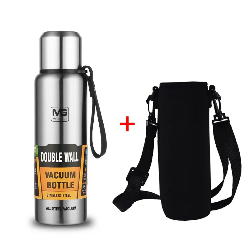 Bouteille Thermos en acier inoxydable 304, flacon sous vide de grande capacité, gobelet isolé avec corde pour boissons au thé eau froide et chaude